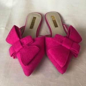 Fuchsia wool slides with Bow 🎀